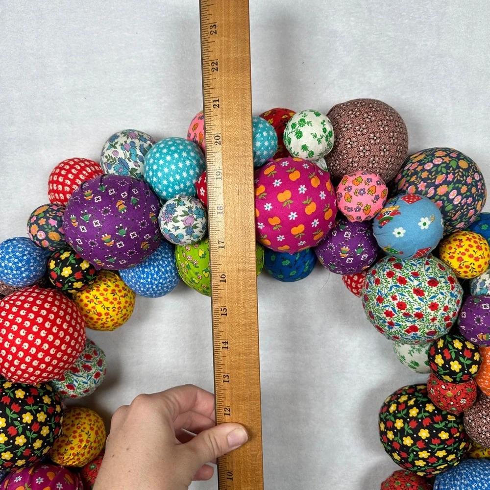 Colorful Fabric Ball Wreath vintage retro 50s‎ 60s